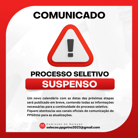 Processo Seletivo suspenso temporariamente