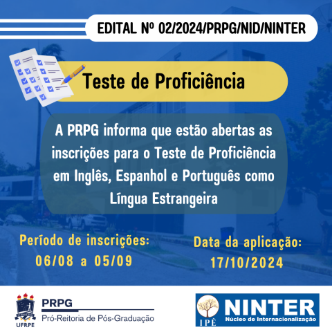 Edital para Teste de Proficiência